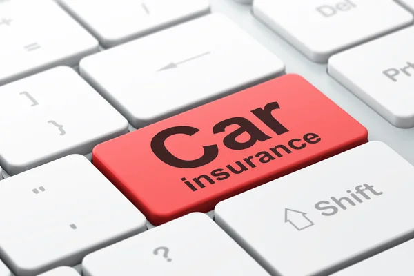 保险的概念︰ 计算机键盘背景上的汽车保险 — 图库照片