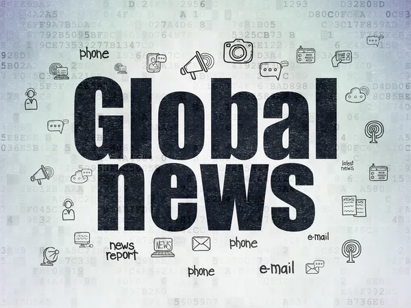 News concept: Global News on Digital Data Paper background — Stock Photo, Image