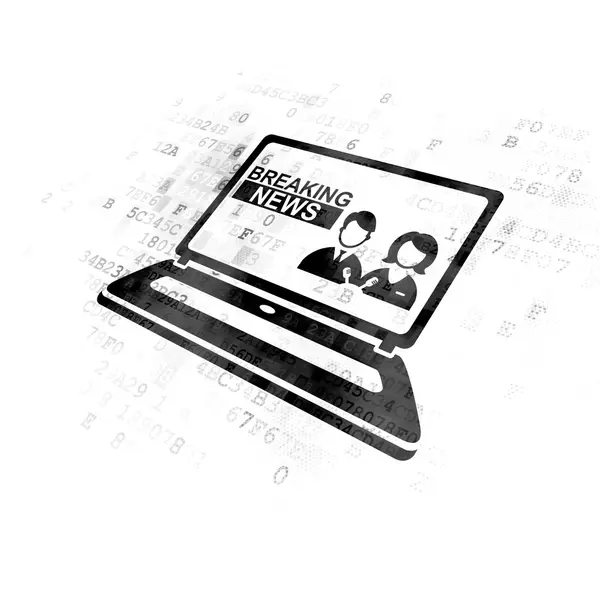 Nieuws-concept: Breaking News op Laptop op digitale achtergrond — Stockfoto