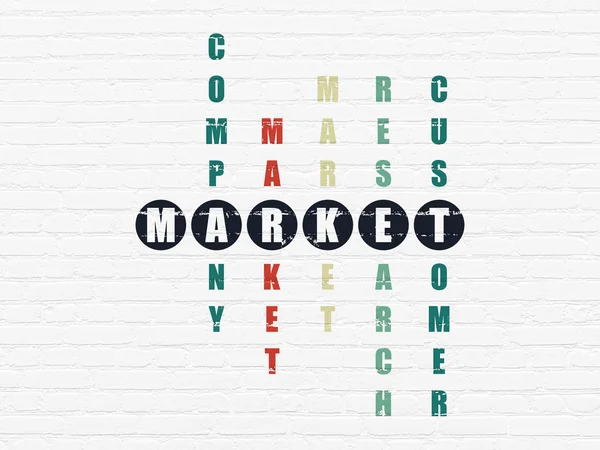 Маркетинговая концепция: Рынок кроссвордов — стоковое фото
