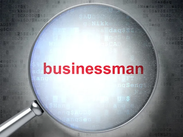 Business concept: Businessman with optical glass — Zdjęcie stockowe