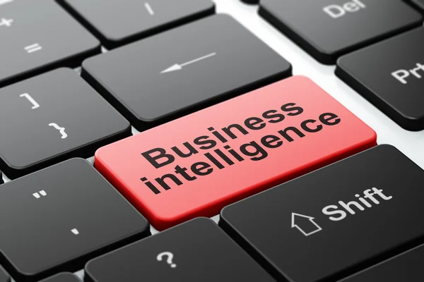 Concepto de negocio: Inteligencia empresarial en el fondo del teclado del ordenador — Foto de Stock