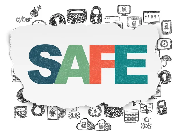 Safety concept: Safe on Torn Paper background — Stock Photo, Image