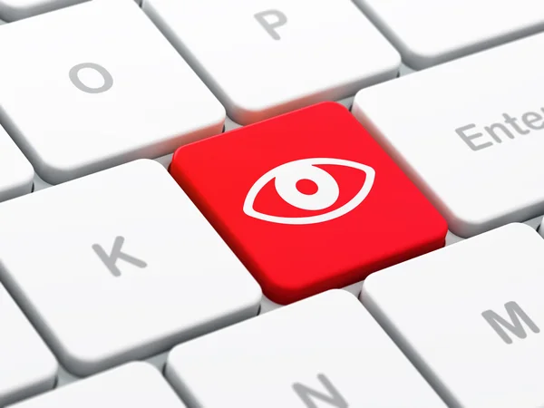 Veiligheidsconcept: oog op computer toetsenbord achtergrond — Stockfoto