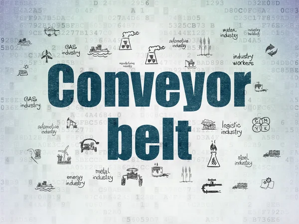 Industry concept: Conveyor Belt on Digital Data Paper background — Stock Photo, Image