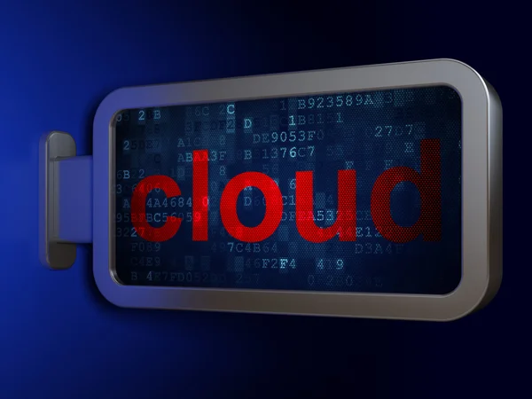 Concetto di tecnologia cloud: cloud su sfondo cartellone — Foto Stock