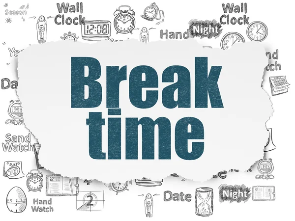 Time concept: Break Time on Torn Paper background — Stock Photo, Image