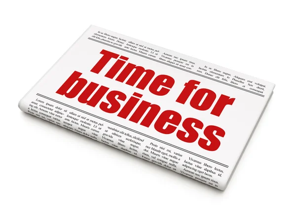 Conceito de tempo: manchete do jornal Time for Business — Fotografia de Stock