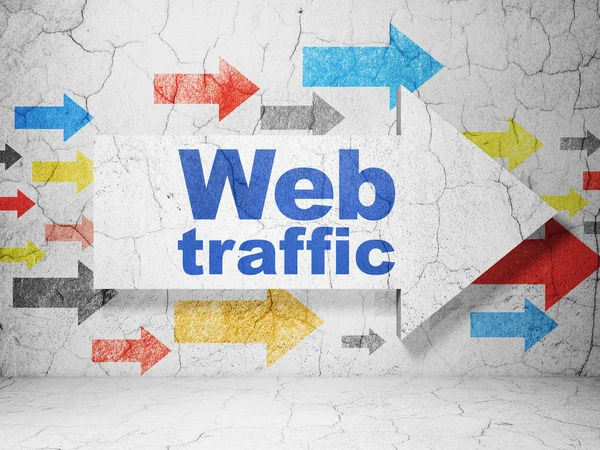 Concetto di sviluppo Web: freccia con traffico Web su sfondo grunge wall — Foto Stock