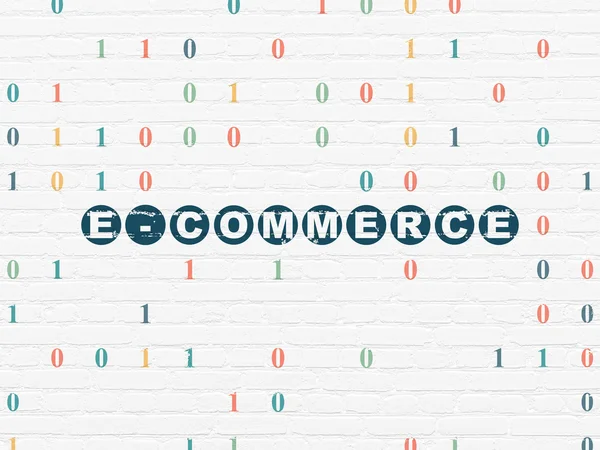 Conceito de negócio: E-commerce no fundo da parede — Fotografia de Stock