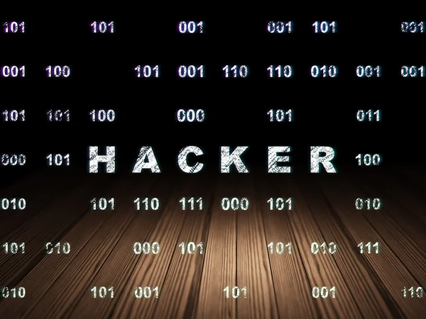 Conceito de segurança: Hacker no quarto escuro grunge — Fotografia de Stock