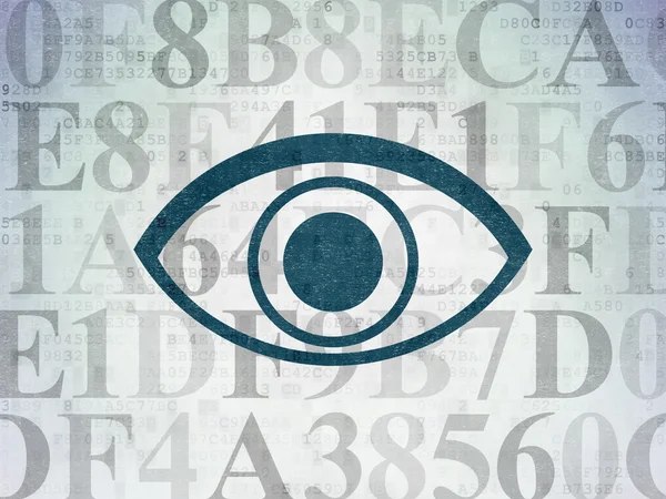 Conceito de proteção: Olho no fundo do papel de dados digitais — Fotografia de Stock