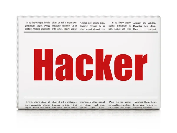 Conceito de segurança: manchete de jornal Hacker — Fotografia de Stock