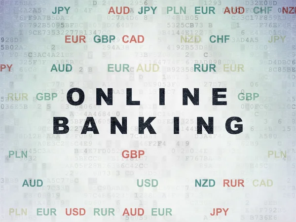 Концепция банковского обслуживания: Интернет-банкинг на фоне цифровых документов — стоковое фото