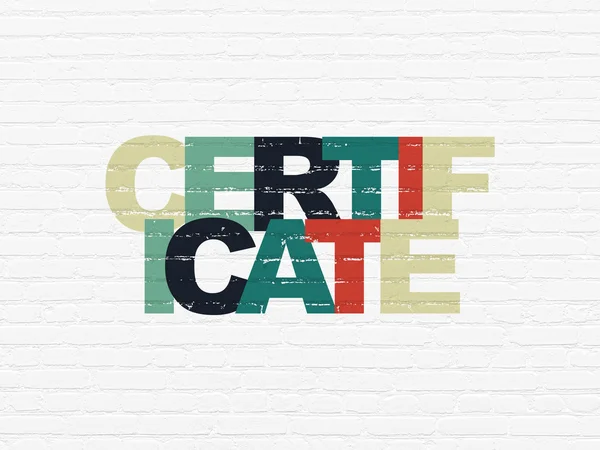Law concept: Certificate on wall background — Stock Photo, Image