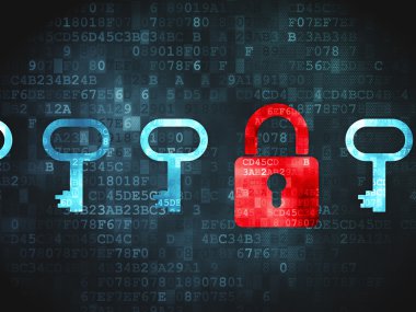 Security concept: Padlock And Key on digital background