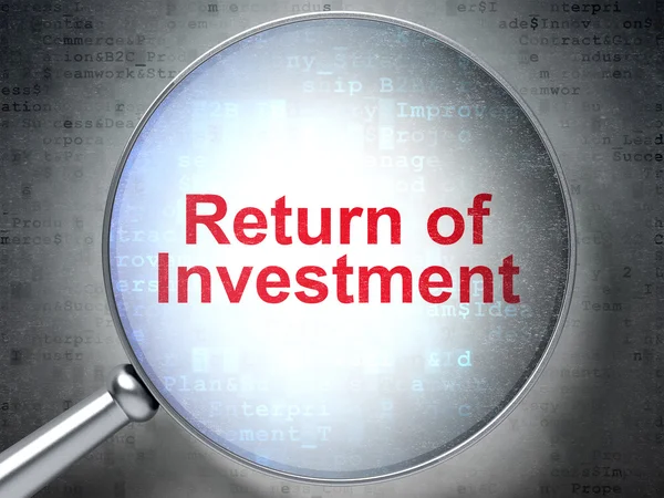 Concetto di finanza: ritorno degli investimenti con vetro ottico — Foto Stock