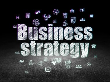 İş kavramı: grunge karanlık odada iş stratejisi