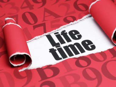 Zaman kavramı: yırtık kağıt parçası altında siyah metin Life Time