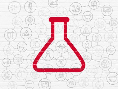 Bilim kavramı: duvar arka plan üzerinde Flask