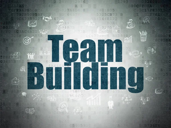 Obchodní koncept: Team Building na digitální Data papírové pozadí — Stock fotografie