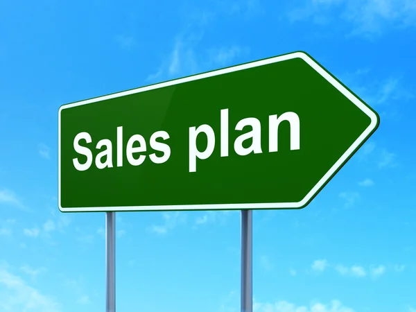 Marketing concept: Sales Plan on road sign background — Stock Photo, Image