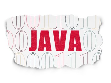 Veritabanı kavramı: Java yırtılmış kağıt arka plan üzerinde