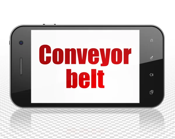 Industry concept: Smartphone with Conveyor Belt on display — Stock Photo, Image
