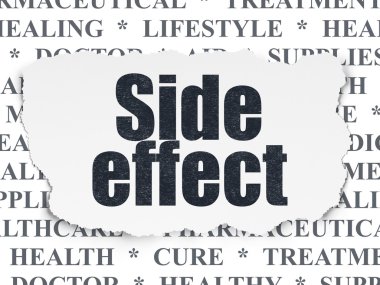 Tıp kavramı: Yırtık Kağıt arka plan üzerinde Yan Etkisi