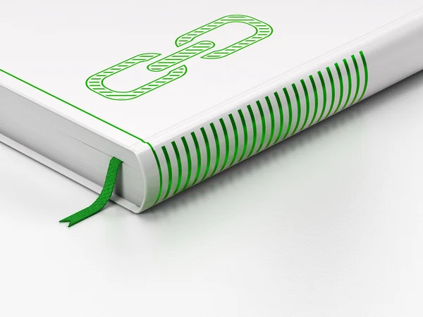Webdesign-Konzept: geschlossenes Buch, Link auf weißem Hintergrund — Stockfoto