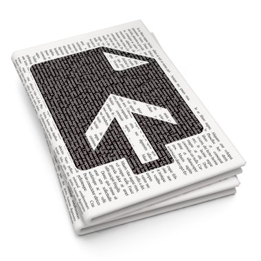 Web geliştirme kavramı: gazete arka plan üzerinde Upload