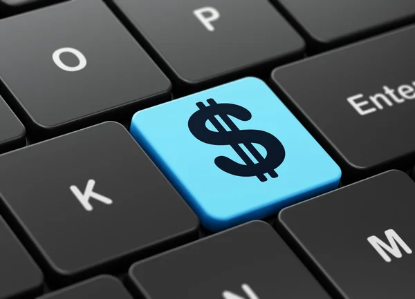 Концепция денег: доллар на фоне компьютерной клавиатуры — стоковое фото