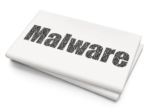 Koncepce zabezpečení: malware na pozadí prázdných novin — Stock fotografie