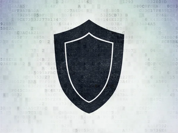 Conceito de segurança: Escudo sobre fundo de papel de dados digitais — Fotografia de Stock
