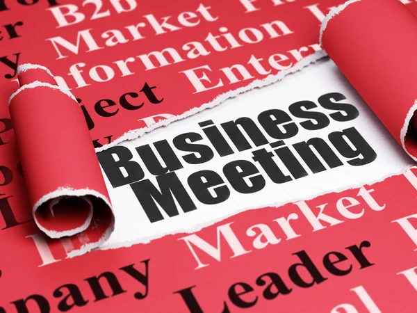 Business concept: black text Business Meeting under the piece of  torn paper — Stock Photo, Image