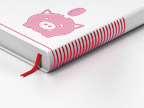 Money concept: closed book, Money Box With Coin on white background — Φωτογραφία Αρχείου