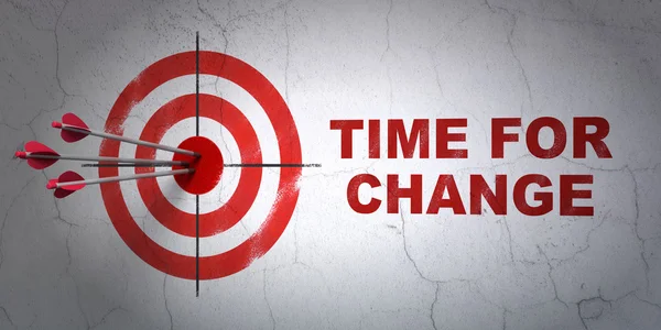Timeline concept: target and Time for Change on wall background — Stock fotografie
