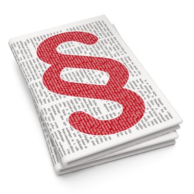 Hukuk kavramı: paragraf gazete arka plan üzerinde