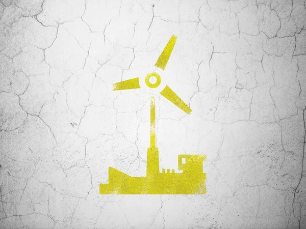 Manufacuring concept: Windmill on wall background — Stock Photo, Image