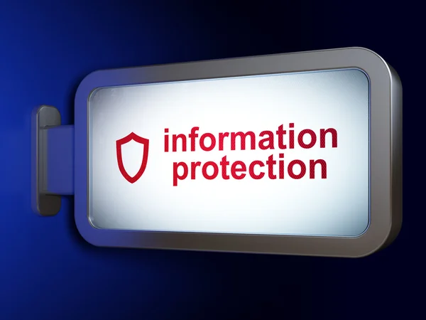 Datenschutz-Konzept: Informationsschutz und konturierter Schild auf Werbetafel-Hintergrund — Stockfoto