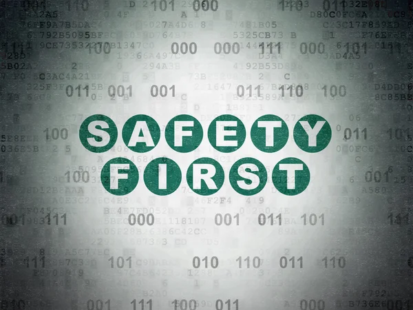 Safety concept: Safety First on Digital Data Paper background — Stock Photo, Image