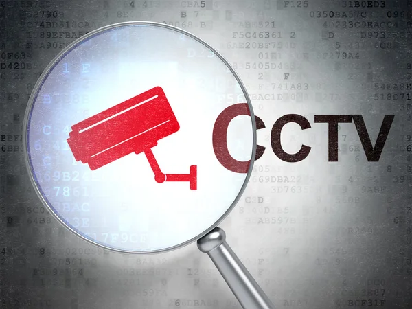Concepto de seguridad: Cámara Cctv y CCTV con vidrio óptico — Foto de Stock