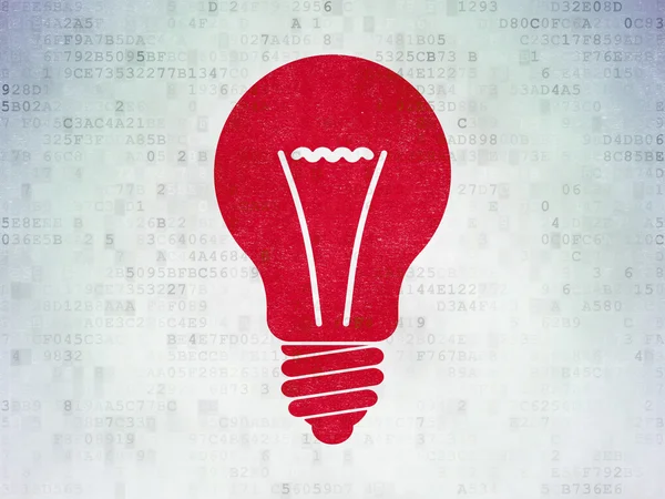 Finance concept: Light Bulb on Digital Data Paper background — Stock Photo, Image