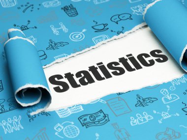 İş kavramı: metin istatistik yırtık kağıt altında siyah