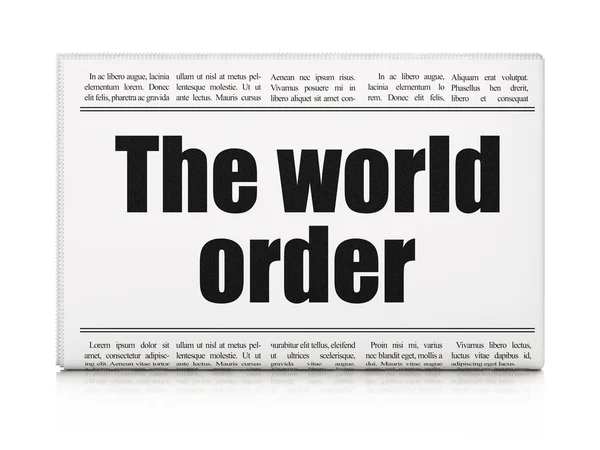 Політика концепція: газеті заголовок світового порядку — стокове фото
