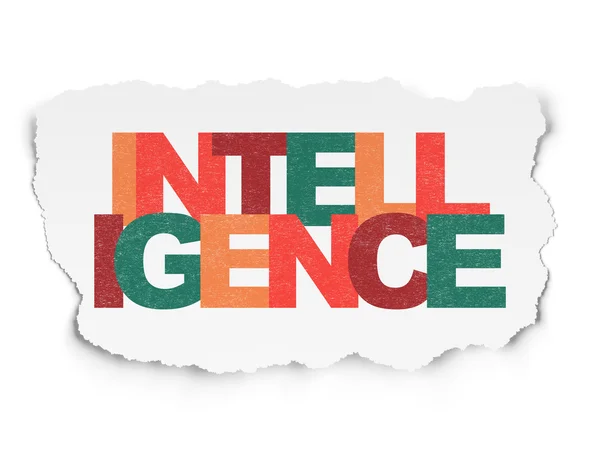 Studying concept: Intelligence on Torn Paper background — Stock Photo, Image