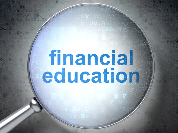 Education concept: Financial Education with optical glass — Stock Photo, Image