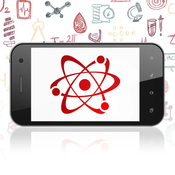 Science concept: Smartphone with Molecule on display — Zdjęcie stockowe