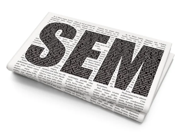 Conceito de publicidade: SEM on Newspaper background — Fotografia de Stock