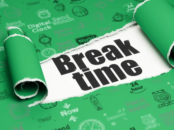 Conceito de linha do tempo: texto preto Break Time sob o pedaço de papel rasgado — Fotografia de Stock